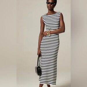 NWT! JCrew Knit boatneck midi dress in stripe ~ XS